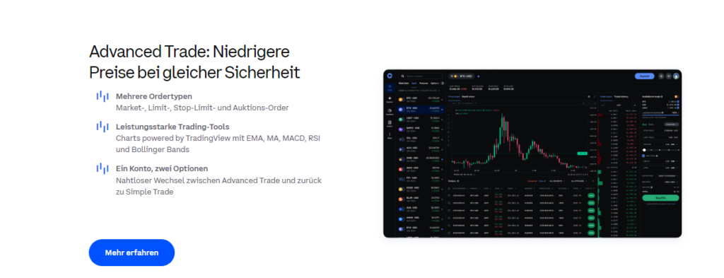 Erweiterte Coinbase-Plattform: